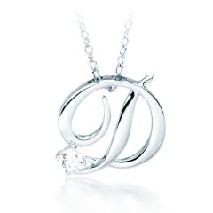 Letter D Name Initial Necklace with Cubic Zirconia