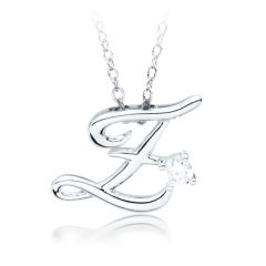 Letter E Name Initial Necklace with Cubic Zirconia