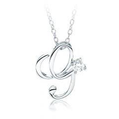 Letter G Name Initial Necklace with Cubic Zirconia