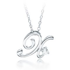 Letter X Name Initial Necklace with Cubic Zirconia