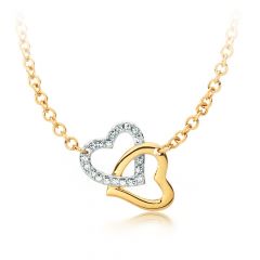 MYJS Match Heart Necklace Two Tone Pendant with Swarovski Crystals Valentine