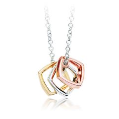 Trinity Tri-Colour Square Hoop Pendant with Swarovski® Crystals