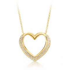 Cupidon Ribbon Heart Necklace with Clear Swarovski® Crystal Gold Plated