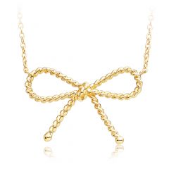Ribbon Bow Statement Necklace Gold Plated