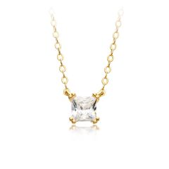 Metro Square Cubic Zirconia Necklace Gold Plated