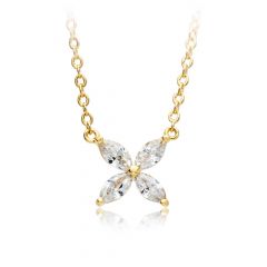 Victoria Flower Marquise Cz Necklace 16K Gold Plated
