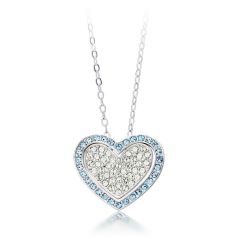 Cupid Heart Blue Necklace with Swarovski® Crystals Rhodium Placed