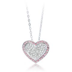 Cupid Heart Pink Necklace with Swarovski® Crystals Rhodium Plated