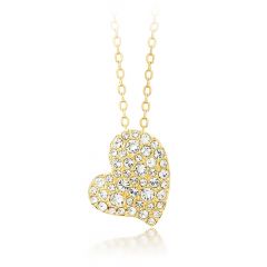 Stone Pave Heart Necklace with Swarovski® Crystals Gold Plated
