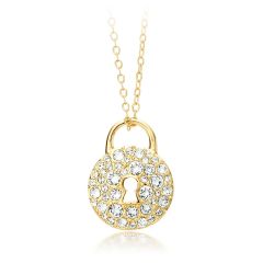 Circle Lock Necklace with Swarovski® Crystals Pave Gold Plated