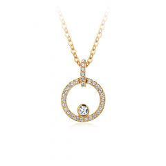 Halo Circle Stud Pendant with Swarovski® Crystals Gold Plated