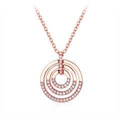 Circle Delicate Pendant with Swarovski Crystals Rose Gold Plated