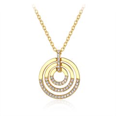 Circle Delicate Pendant with Swarovski Crystals Gold Plated