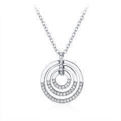 Circle Delicate Pendant with Swarovski Crystals Rhodium Plated