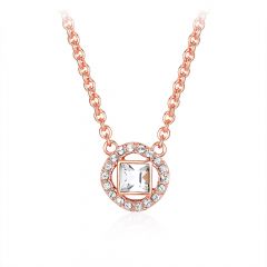 Angelic Square Pendant with Swarovski Crystals Rose Gold Plated