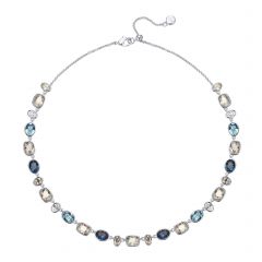 Festival Blue Necklace W Swarovski Crystals Rhodium Plated