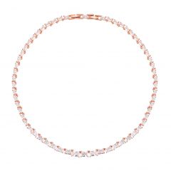 Jazz Tennis Necklace with Baguette Cut Cubic Zirconia Rose Gold Plated Bridal