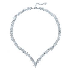 Enchanted V Necklace with Swarovski Crystals Rhodium Plated Bridal