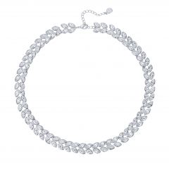 Talesia Double Statement Necklace with Swarovski Crystals Rhodium Plated Bridal