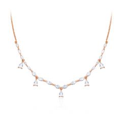 Louison Layer Necklace W Cubic Zirconia Rose Gold Plated