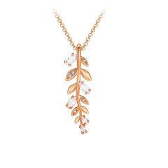 Mayfly Foliage Pendant w Swarovski Crystals Rose Gold Plated