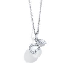 Enfold Pearl Necklace with Swarovski Crystals Rhodium Plated