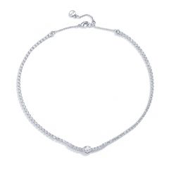 Clio Tennis Necklace with Cubic Zirconia Rhodium Plated