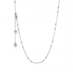 Dotted Sphere Carrier Necklace Chain Rhodium Plated