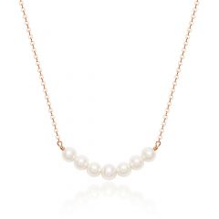Organic Freshwater Pearl Bar Necklace Rose Gold plated