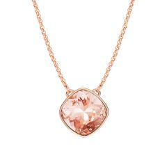 Cushion Carrier Necklace with Vintage Rose Swarovski Crystals Rose Gold Plated
