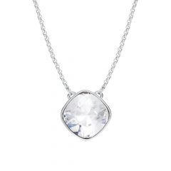 Cushion Carrier Necklace with Swarovski Crystals Rhodium Plated