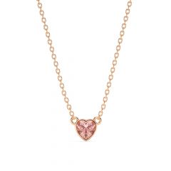 Petite Heart Solitaire Necklace Vintage Rose Crystal Rose Gold Plated