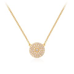 Circle CZ Pave Statement Necklace in Sterling Silver Gold Plated