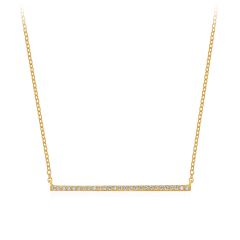 Bar CZ Pave Necklace in Sterling Silver Gold Plated
