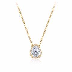 Pear Cut Elegance CZ Necklace in Sterling Silver Gold Plated