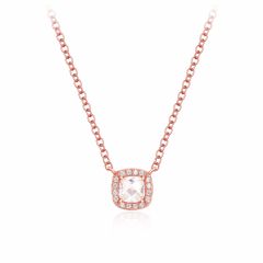 Square Cut Elegance CZ Necklace in Sterling Silver Rose Gold Plated