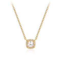 Square Cut Elegance CZ Necklace in Sterling Silver Gold Plated
