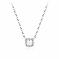 Square Cut Elegance CZ Necklace in Sterling Silver Rhodium Plated
