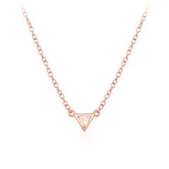 Minimal Bezel Set Triangle Cut CZ Necklace in Sterling Silver Rose Gold Plated