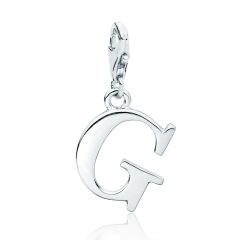 Letter G Initial Charm Rhodium Plated