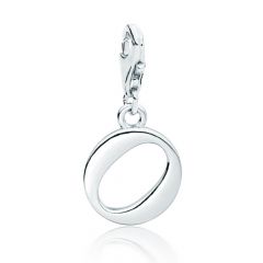 Letter O Initial Charm Rhodium Plated