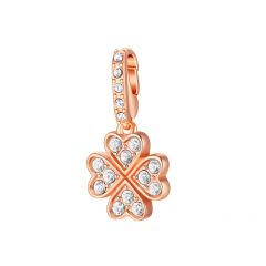 Mix Clover Charm Swarovski Crystals Rose Gold Plated