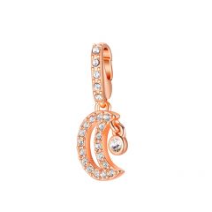Mix Moon Crescent Charm Swarovski Crystals Rose Gold Plated