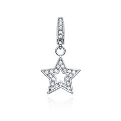 Affinity Open Star Charm with Swarovski Crystals Rhodium Plated