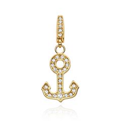 Affinity Anchor Charm with Swarovski Crystals Gold Plated