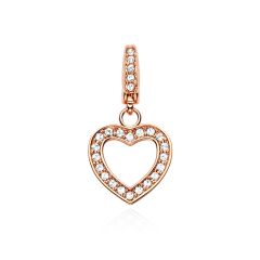 Affinity Open Heart Charm with Swarovski Crystals Rose Gold Plated