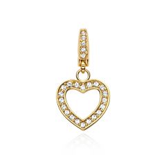 Affinity Open Heart Charm with Swarovski Crystals Gold Plated