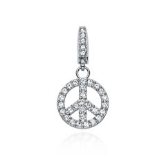 Affinity Peace Charm with Swarovski Crystals Rhodium Plated