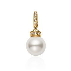 Affinity Pearl Bulb Charm with White Crystal Pearl Gold Plated