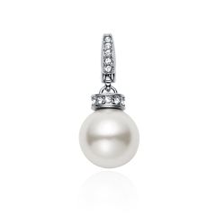 Affinity Pearl Bulb Charm with White Crystal Pearl Rhodium Plated